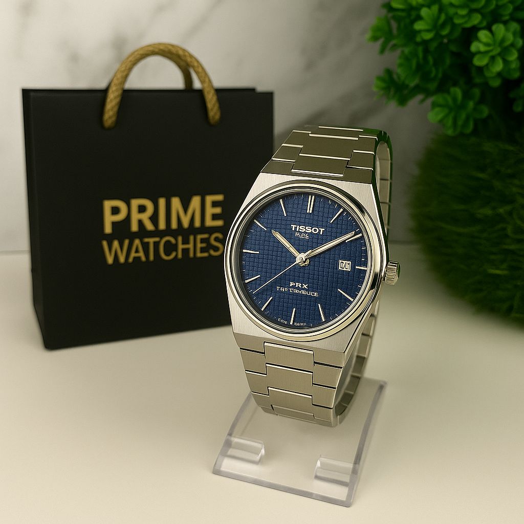 Tissot PRX Luxury Watch – Silver with Blue Dial